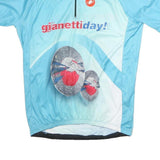 CASTRELLI Mens Blue & White Modern T-Shirt XL Short Sleeve 1/4 Zip Graphic Print