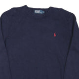 POLO RALPH LAUREN Mens Navy Plain Crew Neck Basic Knit Jumper L Cotton Blend