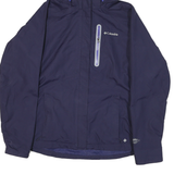 COLUMBIA Womens Navy Blue Outdoor Jacket M Polyester Blend Zip Hooded Plain