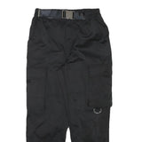 Womens Black Relaxed Cargo Trousers W25 L25 Polyester Blend Zip Utility Pockets