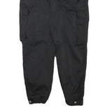 Womens Black Relaxed Cargo Trousers W25 L25 Polyester Blend Zip Utility Pockets