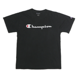 CHAMPION Mens Black Cotton Logo T-Shirt M Short Sleeve Crew Neck Classic