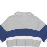 TOMMY HILFIGER Womens Grey Blue White Cropped Polo Shirt XL Striped Cotton Blend