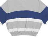 TOMMY HILFIGER Womens Grey Blue White Cropped Polo Shirt XL Striped Cotton Blend