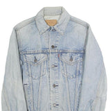 LEVI'S Mens Blue Cotton Denim Jacket L Button Closure Classic Fit Plain Chest