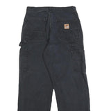 CARHARTT Mens Cotton Relaxed Straight Black Trousers W28 L27 Workwear Zip