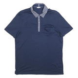 CALVIN KLEIN Mens Blue Shirt Collar Short Sleeve Plain M Cotton Blend Polo