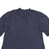 JOULES Womens Navy Blue Cotton Ruffle Sleeve Shirt UK 12 Button Neck