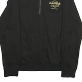 HARD ROCK CAFE Mens Black 1/4 Zip Sweatshirt L Polyester Blend Pullover