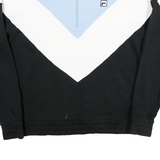 FILA Mens Blue & White & Black Zip Collar XL Cotton Blend Sweatshirt Retro