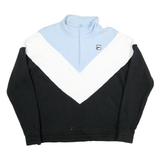 FILA Mens Blue & White & Black Zip Collar XL Cotton Blend Sweatshirt Retro