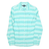 TOMMY HILFIGER Womens Blue Striped Shirt S Lightweight Cotton Blend Casual
