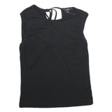 WHISTLES Womens Black Sleeveless Top Crew Neck UK 10 Cotton Simple Elegant