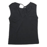 WHISTLES Womens Black Sleeveless Top Crew Neck UK 10 Cotton Simple Elegant
