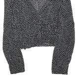 ZARA Womens Black & White Polka Dot Blouse Long Sleeve V-Neck M Stylish Cropped