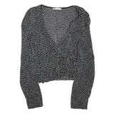 ZARA Womens Black & White Polka Dot Blouse Long Sleeve V-Neck M Stylish Cropped