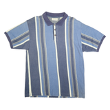 ST JOHNS BAY Mens Blue & Grey Striped Short Sleeve Polo Shirt L Cotton Blend