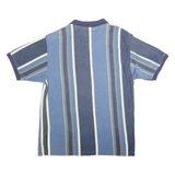 ST JOHNS BAY Mens Blue & Grey Striped Short Sleeve Polo Shirt L Cotton Blend