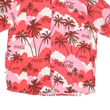 COCA COLA Mens Red & Pink Hawaiian Shirt 2XL Polyester Blend Casual Tropical