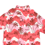COCA COLA Mens Red & Pink Hawaiian Shirt 2XL Polyester Blend Casual Tropical