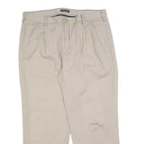 NAUTICA Mens Cotton Blend Beige Relaxed Straight Trousers W38 L29 Casual Zip