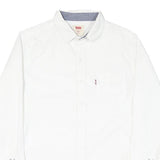 LEVI'S Mens White Cotton Blend Casual Shirt S Classic Button Up Long Sleeve