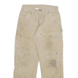 CARHARTT Mens Cotton Blend Beige Relaxed Straight Trousers W30 L29 Workwear
