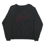 DIESEL Womens Black Cotton Blend Crew Neck L Sweatshirt Embroidered Logo