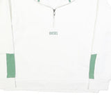 DIESEL Womens White & Green Quarter Zip Sweatshirt S Cotton Blend Casual