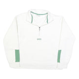 DIESEL Womens White & Green Quarter Zip Sweatshirt S Cotton Blend Casual