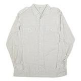 DON CARLOS Mens White Cotton Blend Casual Shirt L Button Front Long Sleeve