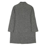 Womens Black & White Wool Blend Plain Jacket L Button Closure Long Sleeve