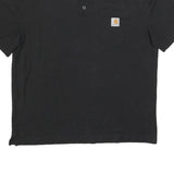 CARHARTT Mens Black Polo Shirt L Cotton Blend Short Sleeve Plain Pocket Logo