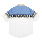 PLAINS Mens Blue & White Aztec Print Western Shirt XL Cotton Summer Casual