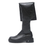CHARLES & KEITH Womens Black Leather High Boots UK 3 Chunky Sole Stylish