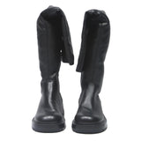 CHARLES & KEITH Womens Black Leather High Boots UK 3 Chunky Sole Stylish