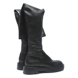 CHARLES & KEITH Womens Black Leather High Boots UK 3 Chunky Sole Stylish