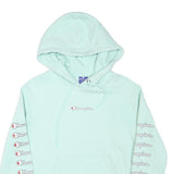 CHAMPION Mens Mint Green Hoodie S Double Sleeve Logo Graphic Pullover Cotton