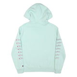 CHAMPION Mens Mint Green Hoodie S Double Sleeve Logo Graphic Pullover Cotton