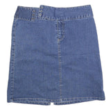 Womens Blue Wrap Denim Mini Skirt Cotton Blend Plain Casual M Pockets Button