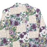 ALIA Womens Beige Green Purple Floral Printed Shirt Long Sleeve Collared M
