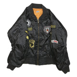 Womens Black Polyester Military Style Jacket S Woven Classic Zip Patches