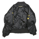Womens Black Polyester Military Style Jacket S Woven Classic Zip Patches