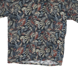 VAN HEUSEN Mens Blue & Brown Leaf Print Rayon Shirt L Casual Button Down
