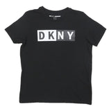 DKNY Womens Black Graphic T-Shirt M Short Sleeve Crew Neck Logo Print