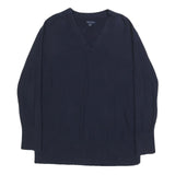 TOMMY HILFIGER Womens Navy Plain V Neck Basic Knit Jumper Cotton M