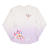 DISNEY Womens White & Lilac Castle Characters Crew Neck XS Sweatshirt