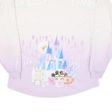 DISNEY Womens White & Lilac Castle Characters Crew Neck XS Sweatshirt