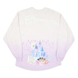 DISNEY Womens White & Lilac Castle Characters Crew Neck XS Sweatshirt