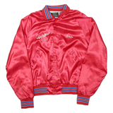 ARISTO JACK Mens Red Candy Store Satin Button Jacket M Nylon Staff Embroidered